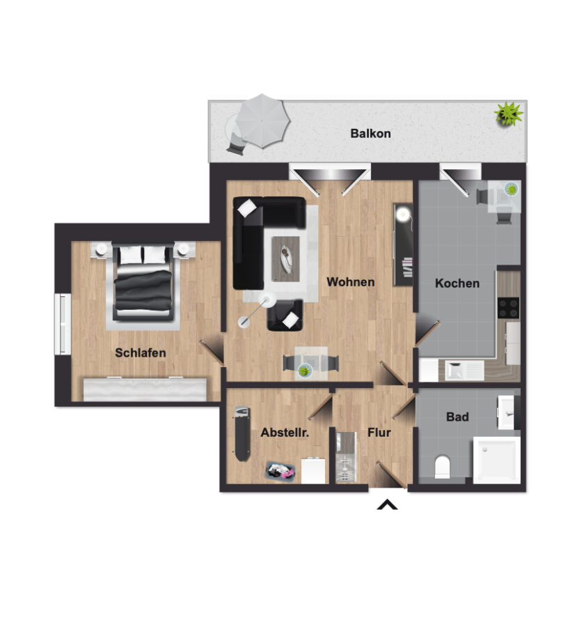 # IMMOTIONAL - KLIMAFREUNDLICHE NEUBAUWOHNUNGEN MIT BALKON IN BAD BEDERKESA - Grundriss Wohnung 7